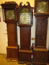 Young Dundee Painted Dial 8 Day Oak Longcase Clock