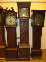 John Bond Peterborough Brass Dial 8 Day Carved Oak Longcase Clock