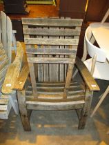 Weathered Garden Chair with Stool
