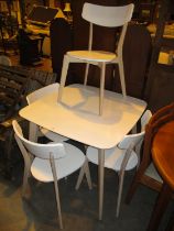 White Top Dining Table with 4 Chairs, table 90x90cm