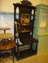 Victorian Carved Oak Hallstand, 91cm