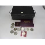 Deed Box with a Victorian Crown, 1970 Coin Set and Other Coins
