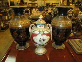 Two Brass Inkwells, Trivet, Letter Clip and 3 Decorative Vases