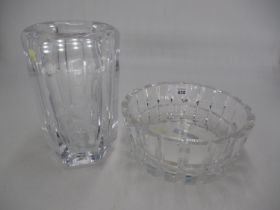 Kosta Glass Vase and Orrefors Glass Bowl