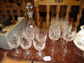 Crystal Decanter and 2 Sets of 6 Wine Goblets