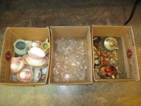 Three Boxes of Ceramics, Glass and Metalwares