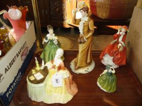 Four Royal Doulton Figures and a Capo di Monte Figure