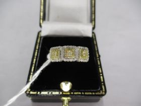 9ct Gold White and Yellow Diamond Art Deco Style Ring