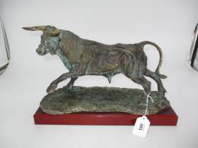 Bronzed Figure of a Bull, 34cm long