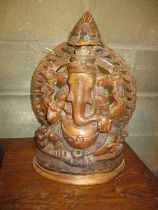 Carved Wood Figure of Ganesh, 44cm