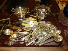 Silver Sugar Spoon and Various Silver Plated Items