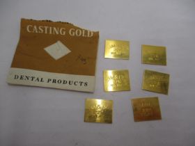 Johnson Matthey & Co. Dental Casting Gold Stamped 22K Inlay, 18.73g