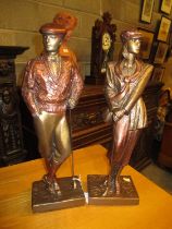 Pair of Austin Sculpture Golfer Figures, 41cm