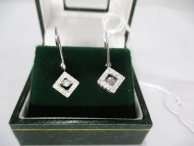 9ct White Gold Diamond Art Deco Style Earrings