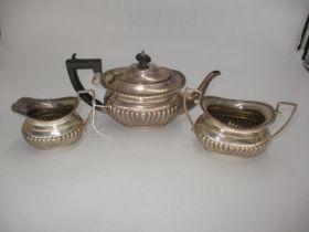 Silver 3 Piece Bachelors Tea Service, Chester 1910/11, Maker GN RH, 716g