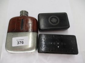 Two 19th Century Lacquer Snuff Boxes and a Hip Flask