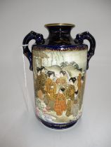 Japanese Satsuma Vase Painted with 2 Panels of Figures, 15cm