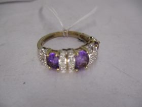 9ct Gold Purple and White Stone Ring, 3.8g, Size R