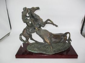 Bronzed Group of a Matador on Horseback with a Bull, 32cm high