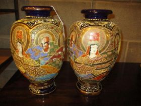 Pair of Japanese Satsuma Pottery Vases, 31cm