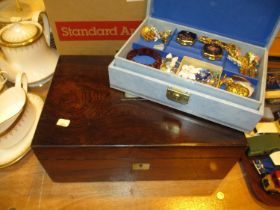 Victorian Writing Box and a Box of Jewellery