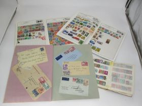 Four Albums of Stamps and Envelopes, 2 Catalogues and Tweezers