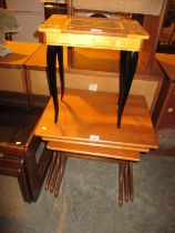 Teak Nest of 3 Tables and Sorrento Musical Work Box