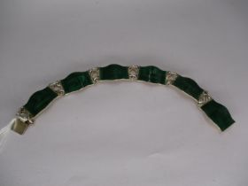 Silver and Green Enamel Bracelet by Elnar Modhal, Norway