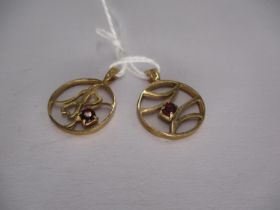 Two 9ct Gold Gem Set Pendants, 2.3g