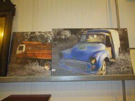 Two Canvas Prints of Vintage Vehicles
