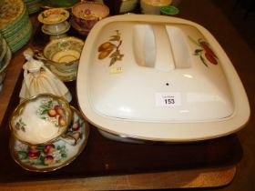 Royal Albert and Royal Doulton Cups and Saucers, Coalport Figures and a Royal Worcester Casserole