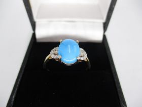 9ct Gold Turquoise and Diamond Art Deco Style Ring