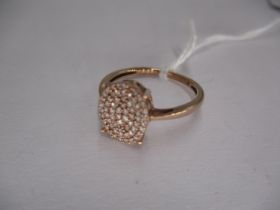 9K Gold Pave Diamond Ring, Size Q, 2.8g