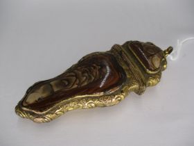 Late 18th / Early 19th Century Continental Gilt Metal and Agate Necessaire, 10cm long, lacking