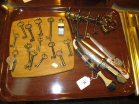 Collection of Vintage Keys, 2 Eastern Knives and 2 Letter Knives