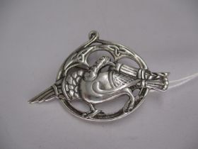 Alexander Ritchie Pattern Iona Silver Brooch/Pendant Formed as a Dove with Outstretched Wings,