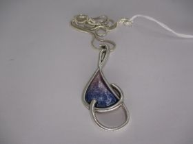 Ortak Silver and Enamel Pendant in Graduated Shades of Purple Enamel, on Chain, Edinburgh Hallmarks