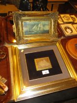 800 Silver Picture of Padova Basilica, along with a Picture of a Sailing Ship
