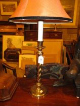Brass Twist Pillar Table Lamp with Shade