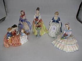 Five Royal Doulton Figures, Suzette HN1577, Alexandra HN3286, Alison HN2336, The Bedtime Story