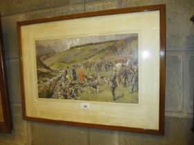 Lionel Edwards, Horse and Hounds Print, signed to the mount