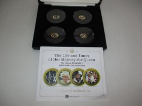 Heirloom Coins, Cased Set of 4 9ct Gold Coins The Life and Times of Her Majesty The Queen