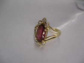 585 Gold Purple and White Stone Ring, Size O, 3.9g