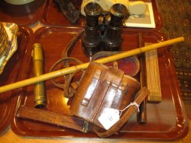 Nautique Military Issue Binoculars, Telescope, Ruler, Razor and Bamboo Swagger Stick