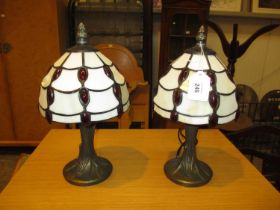 Pair of Tiffany Style Bedside Lamps