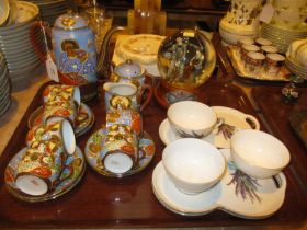 Japanese Porcelain 15 Piece Coffee Set, Golf Snow Globe and 3 Cups and Saucers