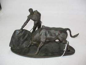 Jose Maria Moreno Bronze Group of Matador and Bull, 24cm long