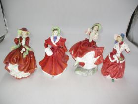 Four Royal Doulton Figures, Christmas Morn HN1992, Top O The Hill HN1834, Cheryl HN3253, The