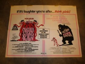 1970's Cinema Poster - Double Feature The Pink Panther Strikes Again and Return of The Pink Panther