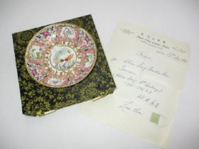 Chien Lung Famille Rose Saucer, 18th Century with 1964 Receipt and Box